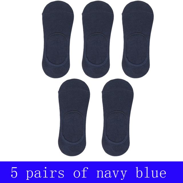 

Мужские носки Banboo и хлопковые носки в упаковке, 5 пар, модные повседневные нескользящие силиконовые невидимые тапочки, мужские носки-невидимки, размеры 37-43 Eur37-43 темно-синий