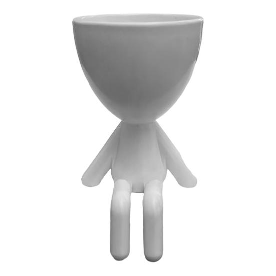 3D Printed Sitting Human Figure Succulents Planter, 2-in-1 Desktop Pot & Decor Ornament, Matte Finish One-Piece Craft, Compact Size for Small Green