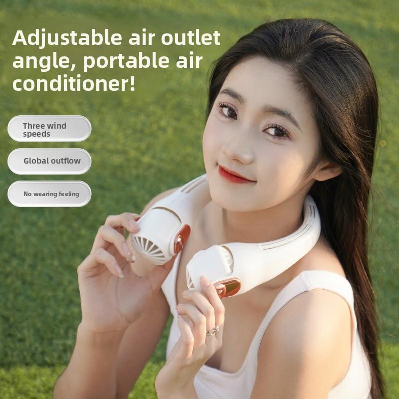 Silicone Neck Fan Mini Portable USB Charging Outdoor High Wind Adjustment Neck Fan