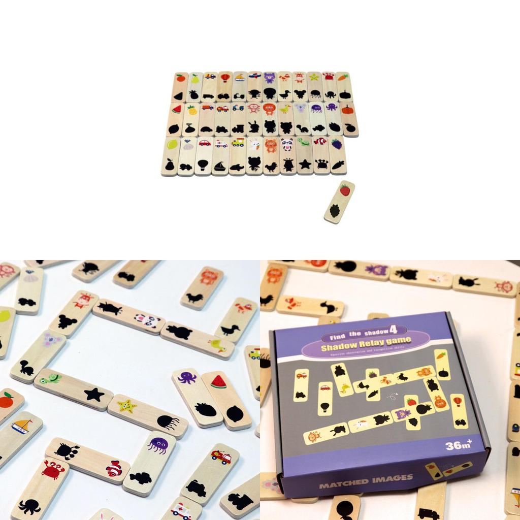 Wooden Childrens Montessori Animal Shadow Matching Puzzle Educational Toy For Kids Development