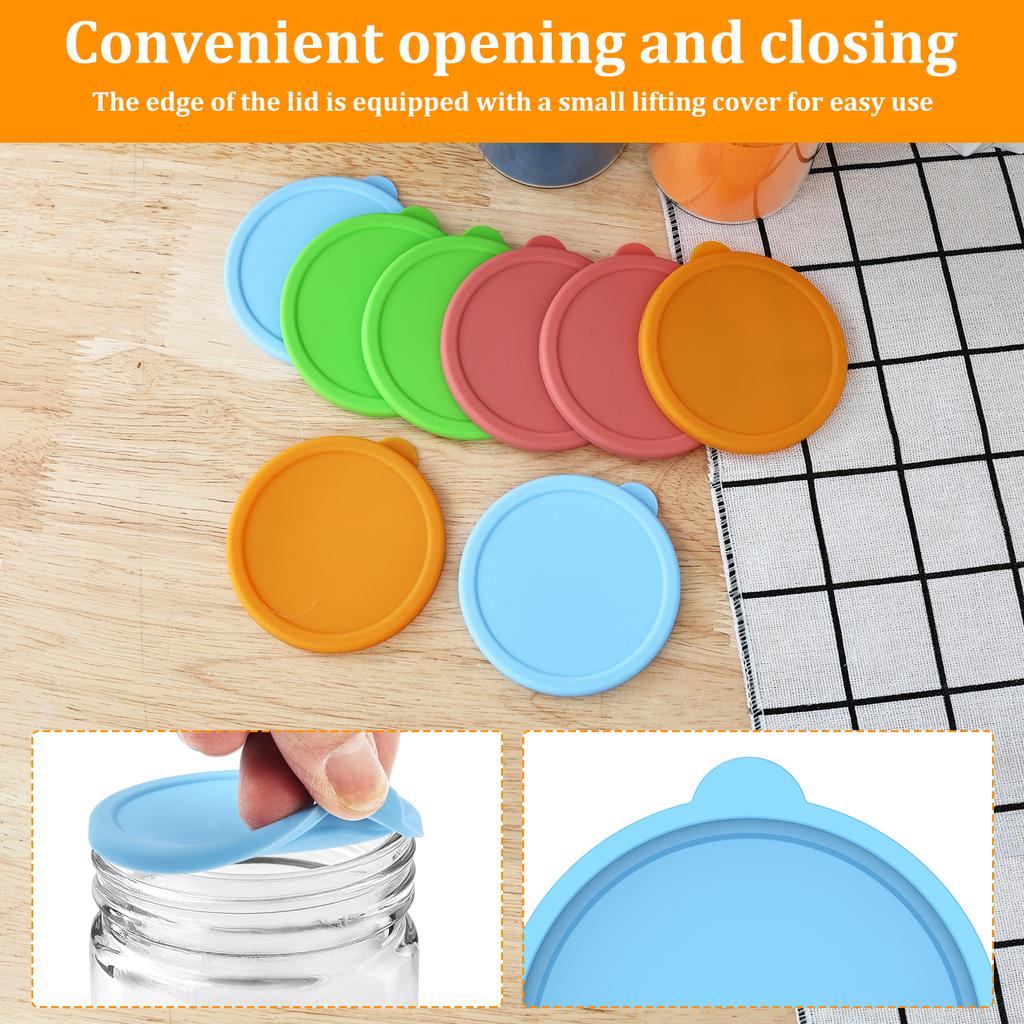 8Pcs 3 Inch Silicone Jar Lid Leak Proof Food Sealing Preservative Lid Reusable Heat and Cold Resistant Sealing Lid Kitchenware