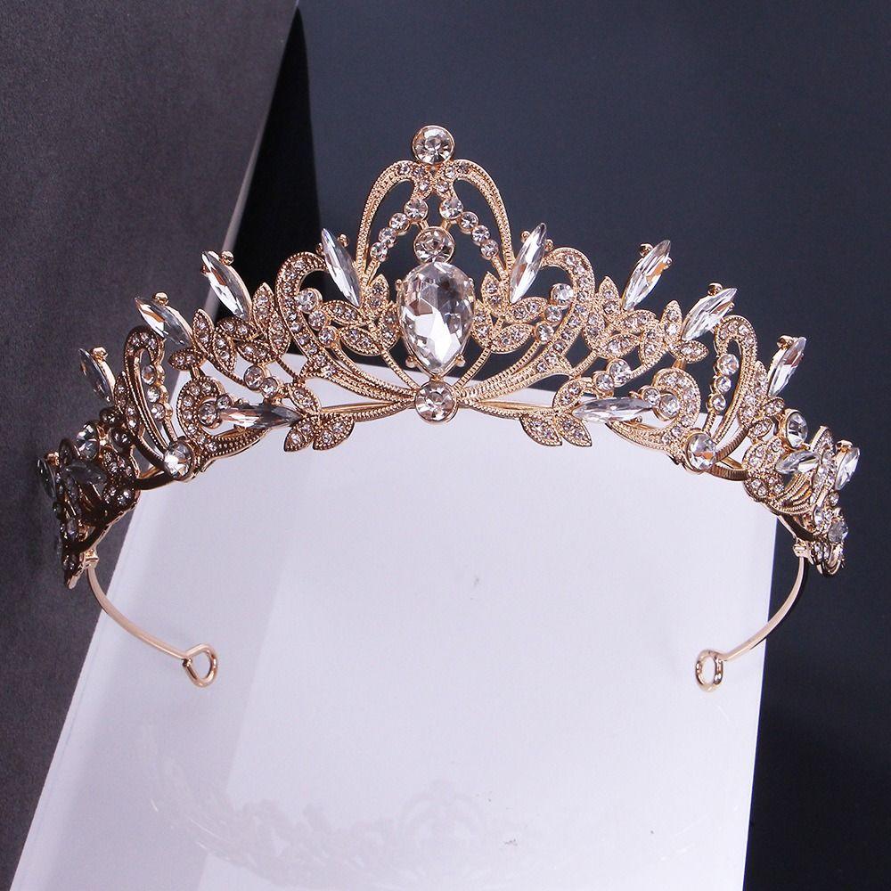 Zinc Zinc Alloy Queen Rhinestone Crystal Korean Style Headband Women Hair Accessories Bride Crown Tiara