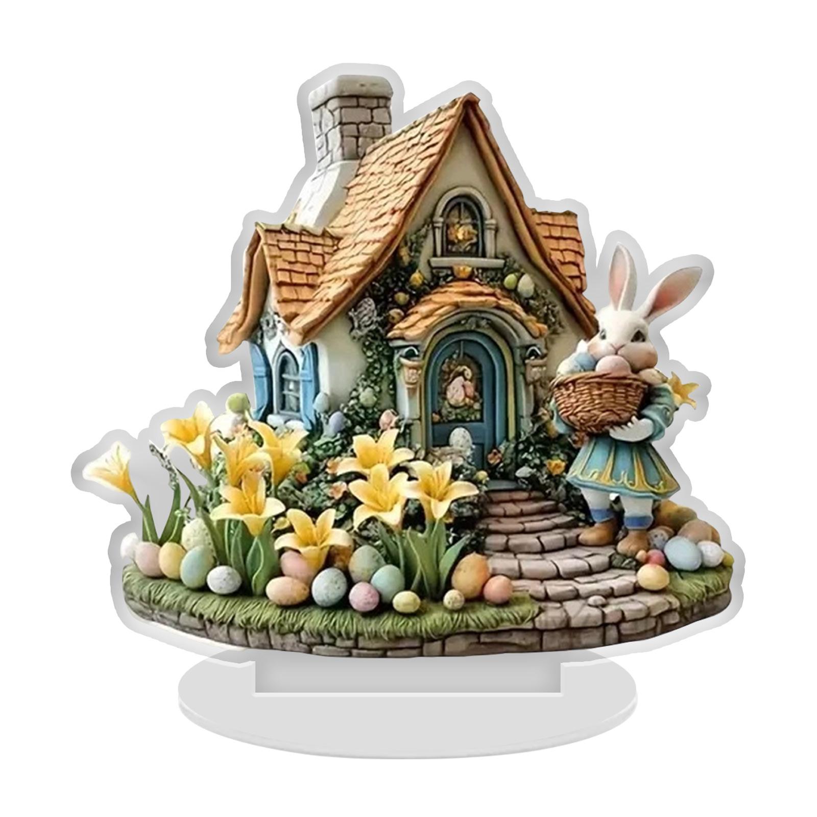 Пасхальные украшения для стола, Многоярусный поднос-кролик, Знаки Пасхального кролика, Пасхальные центральные украшения  Счастливой Пасхи , Цветные акриловые кролики.