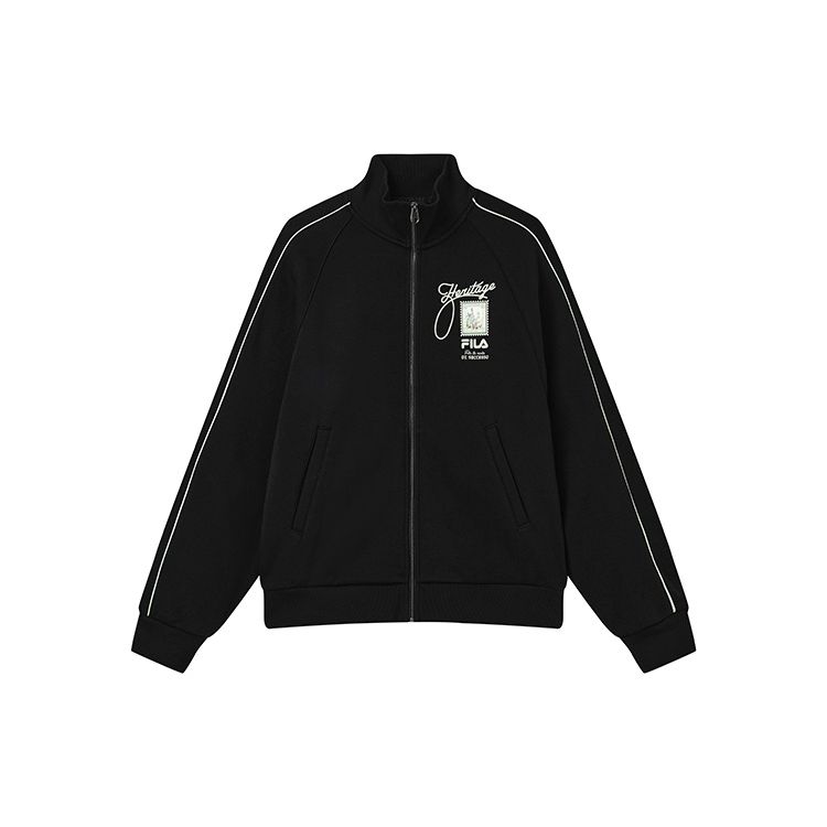 

FILA Минималистичный логотип с буквами Повседневная трикотажная куртка с длинным рукавом и воротником-стойкой Женские куртки черного цвета F11W248504FBK M