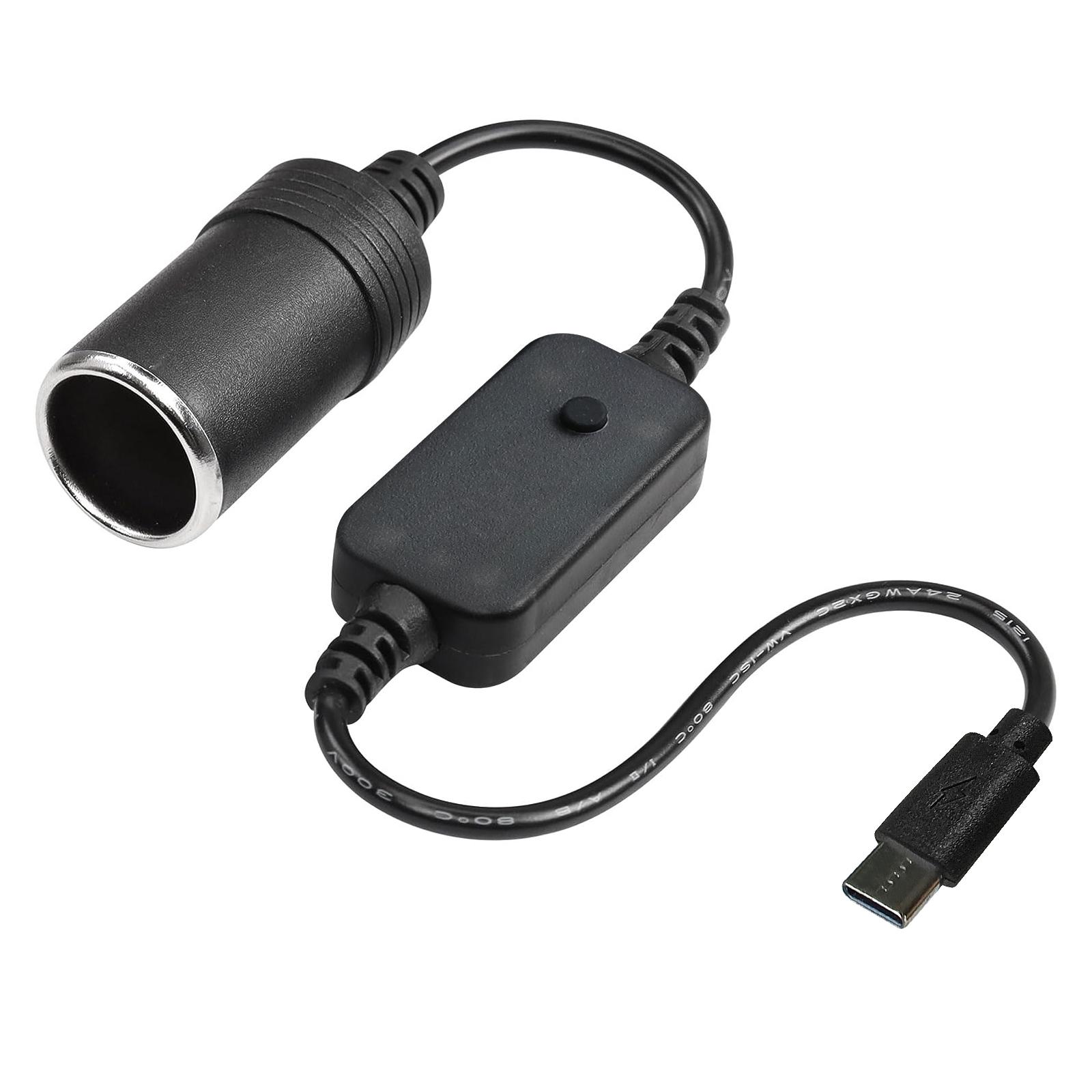 

Автомобільний адаптер USB C тато до 9В 12В гніздо прикурювача автомобіля підвищувальний кабель мама шнур живлення для павербанка відеореєстратора
