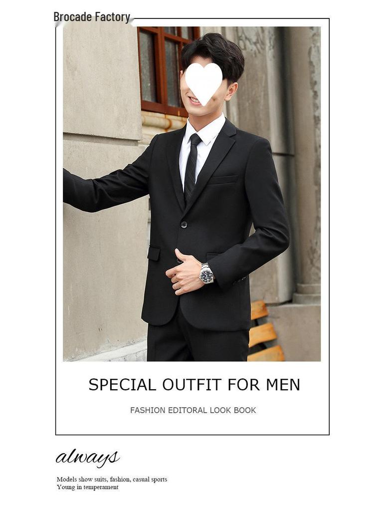 Herren Anzug Slim Fit Koreanischer Stil für Hochzeit - Formale Frühlingsjacke für Bräutigam, Business oder Bankett.