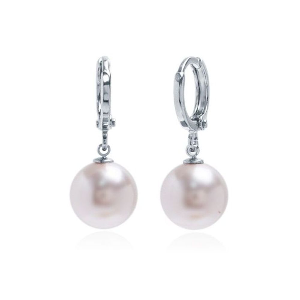 E496 10mm White Pearl Austrian One-Touch Earrings