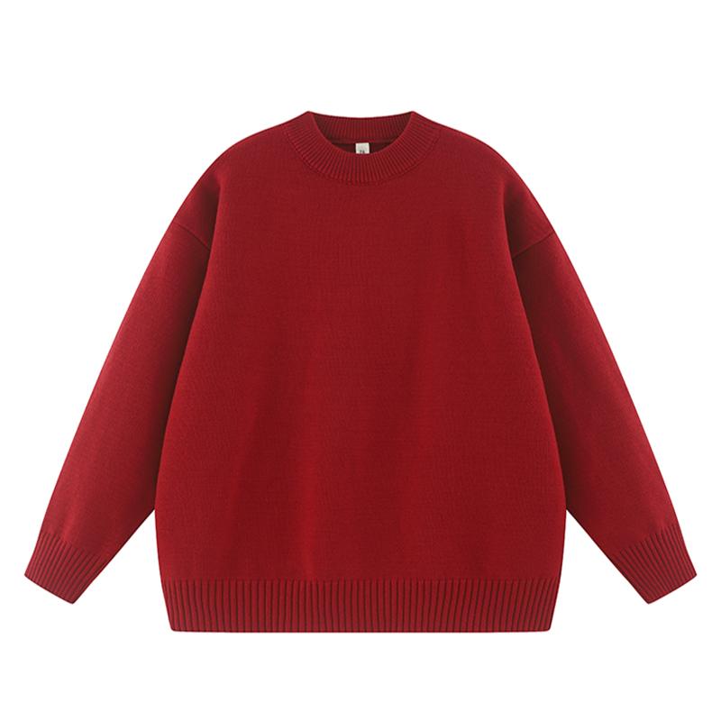 

Європейські та американські осінньо-зимові жіночі однотонні модні тенденції відкритого теплого різнокольорового светра 2XL бордовий