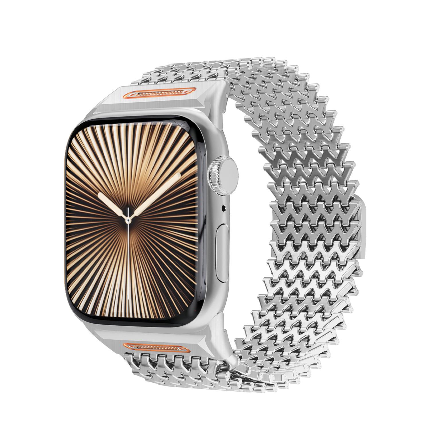 

Applicable for Apple Watch: Stainless Steel W-Shaped Magnetic Band 44/45/46/49mm
