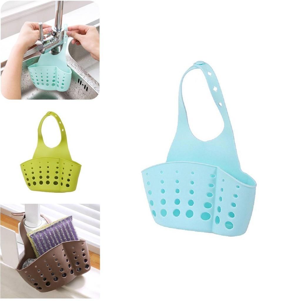 Versatile Kitchen Sink Soap Sponge Holder With Adjustable Strap For Easy Organizing