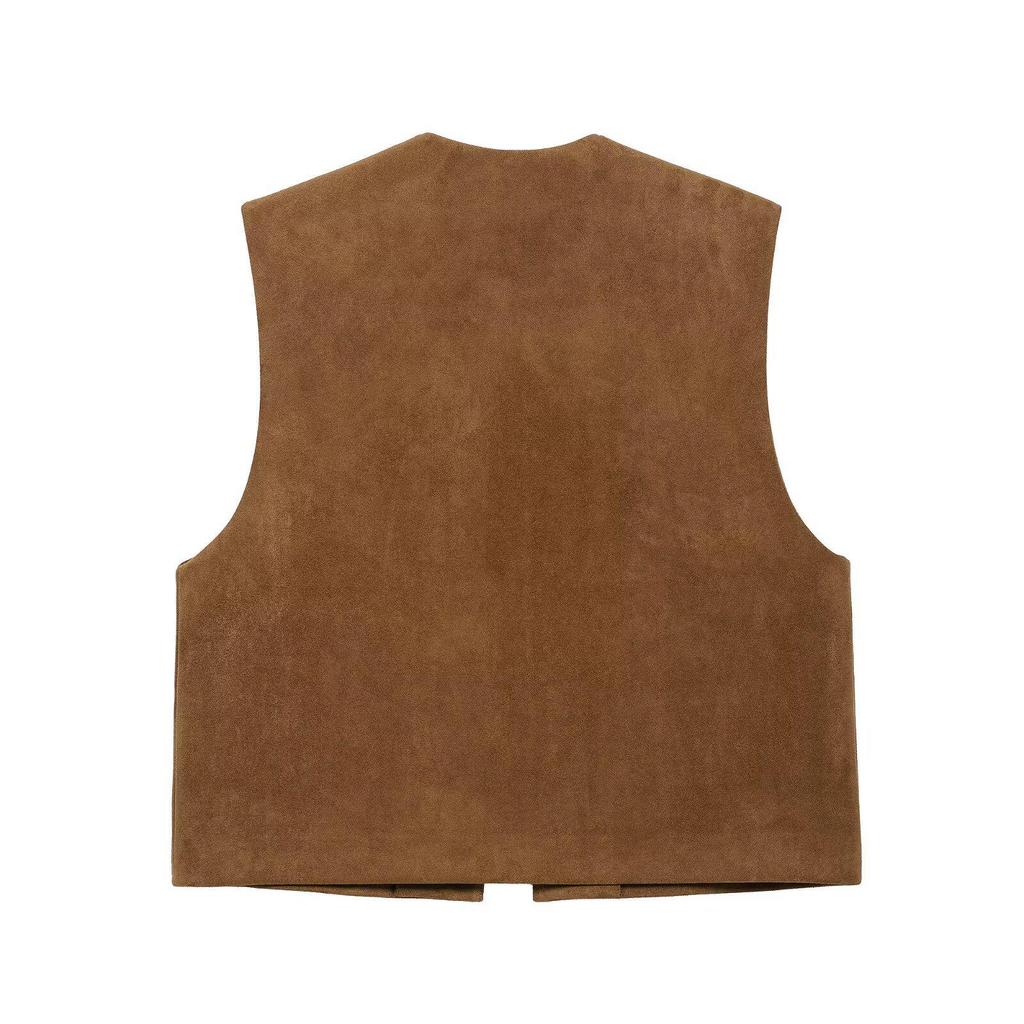Spring 2025 Women's European & American Style Embroidered Suede Vest