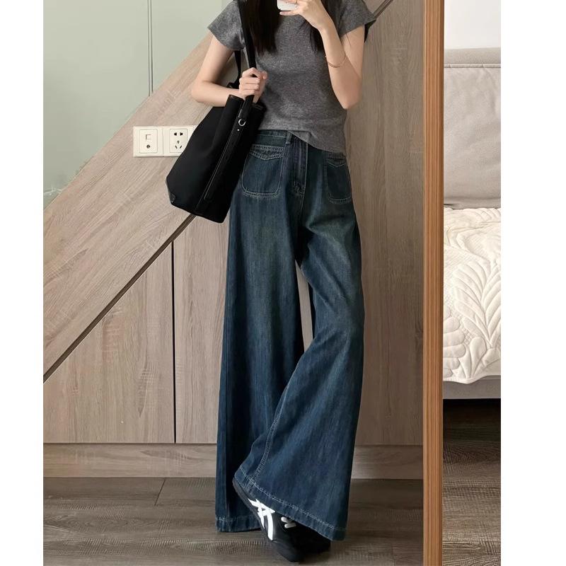 High-Waisted Plus Size Velvet Wide-Leg Jeans for Autumn/Winter