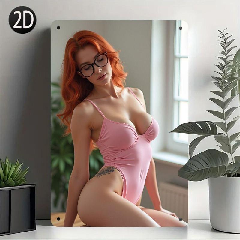 Pin-Up Girl Tin Plates, Garage Workshop Metal Decor 20x30cm