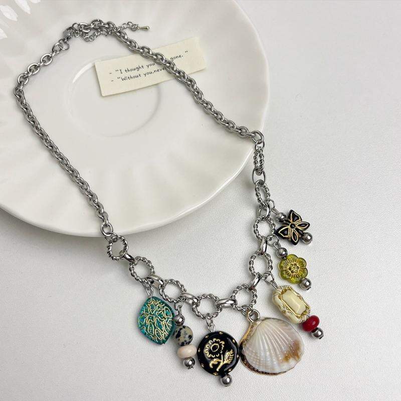 Collar de Perlas de Imitación Gris Plateado para Mujer Cadena Larga para Suéter Collar Apilado Joyería de Lujo para Clavícula Accesorios