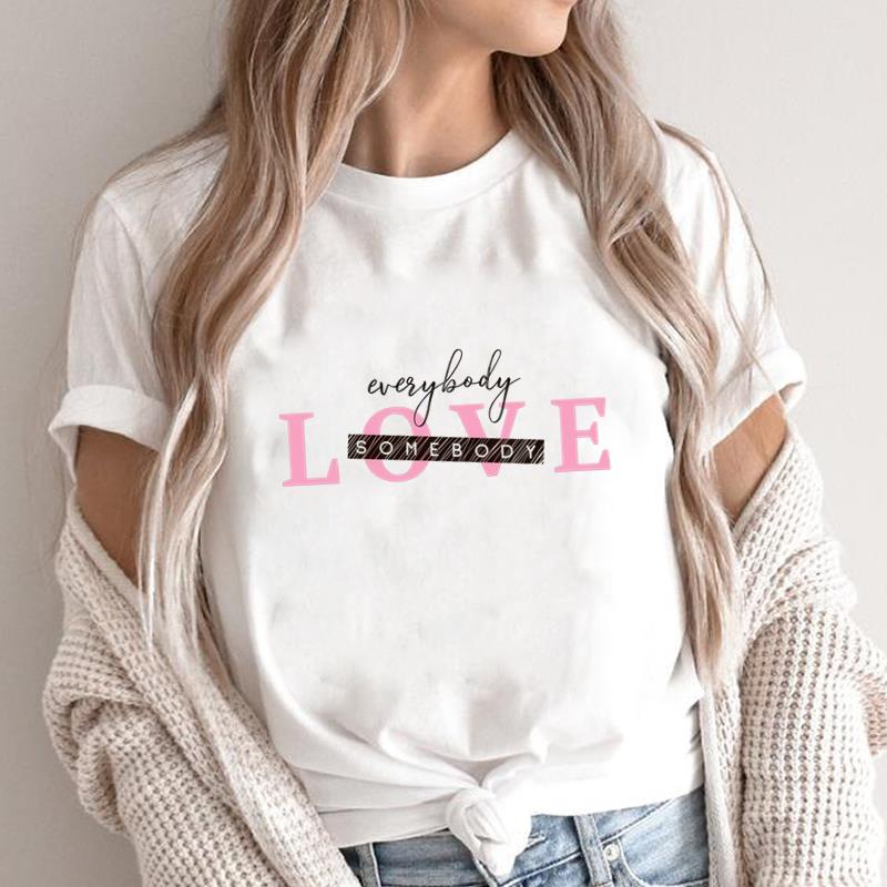 (Asian Size) love style trend Fashion Female Casual Clothing Graphic Tee Women's Top Print O-neck T Short Sleeve T-shirts