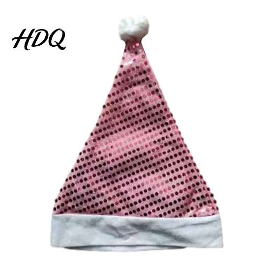 Comfortable Holiday Hat Sequined Santa for Adults Sparkling Christmas Hat Festive Party Adult Costume with Pompom New Year Celebrations Shiny