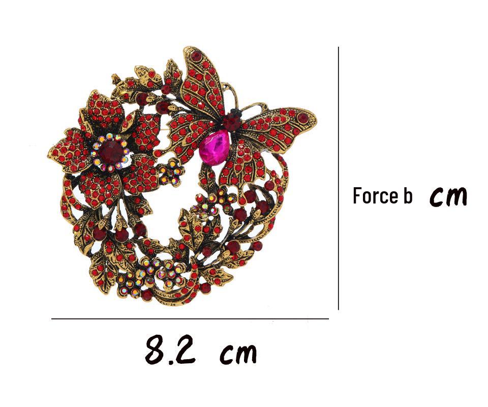 Baroque Retro Alloy Butterfly Wreath Brooch - Versatile Heavy-Duty Accessory for Coats and Suits