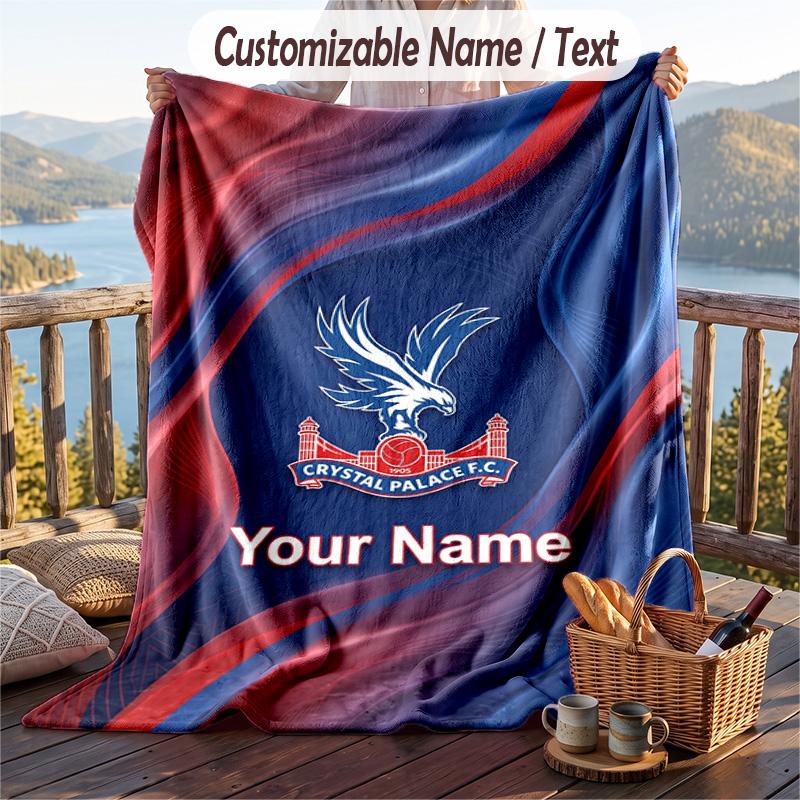 Flannel Blanket Crystal Palace Print Custom Name Text Soft Throw for Sofa Bed