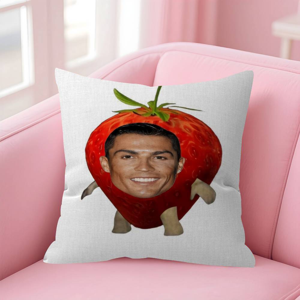 Kissenbezüge Cartoon Sofa Dekorativ Zuhause Doppelseitiger Druck Kurzer Plüsch Niedlicher Kissenbezug Logo C-C-Cr7 Cristianoes Peach skin 18*18(CM)-1Pcs