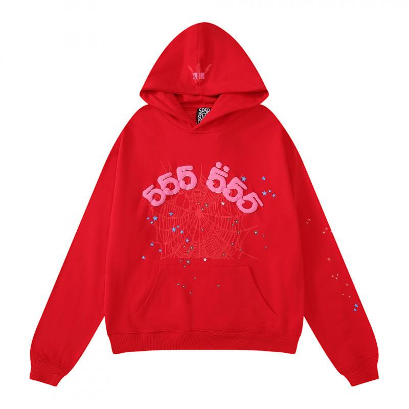 Sp5der Hoodie Unisex Oversized Cotton Pullover With Foil Letter Print Fall Casual Streetwear