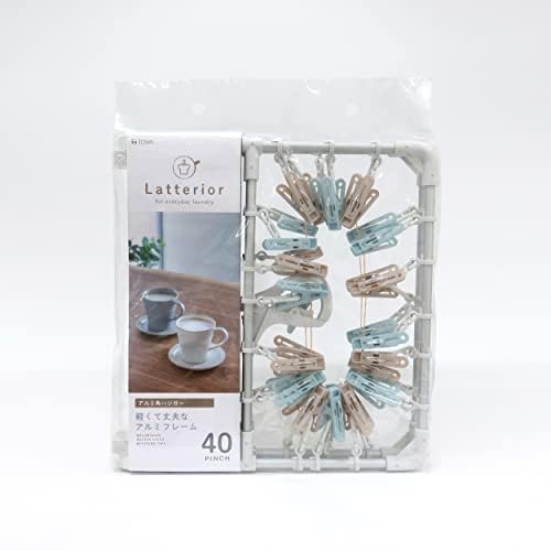 Towa Sangyo Laundry Drying Hanger, Aluminum, 40 Pinch, White, Muted Color, Latte, Cute, Interchangeable Pinch, Portable Pinch, Rust Resistant, Lightwe