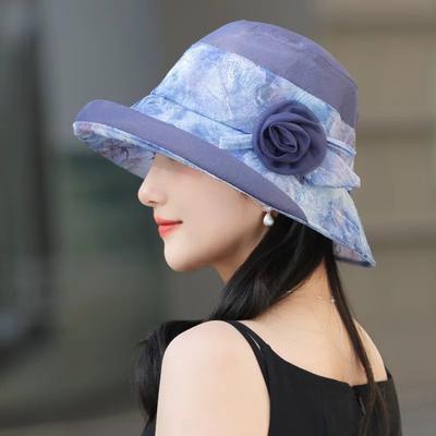 Summer Hats For Women Bucket Hat Flower Pattern Breathable Sunscreen Sun Hat Ladies Outdoor Sunshade Sunhat New Casual Foldable