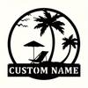Vintage Bohemian Palm Tree Metal Sign Wall Art Decor for Indoor Outdoor Use