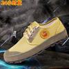 Liberation shoes four seasons canvas labor insurance men's training shoes yellow sneakers rubber shoes
