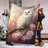 1pc Cherry Blossom Owl Outdoor Blanket - Lightweight Flannel Throw For Travel, Camping, Livingroom, Couch, Chair yy251114196