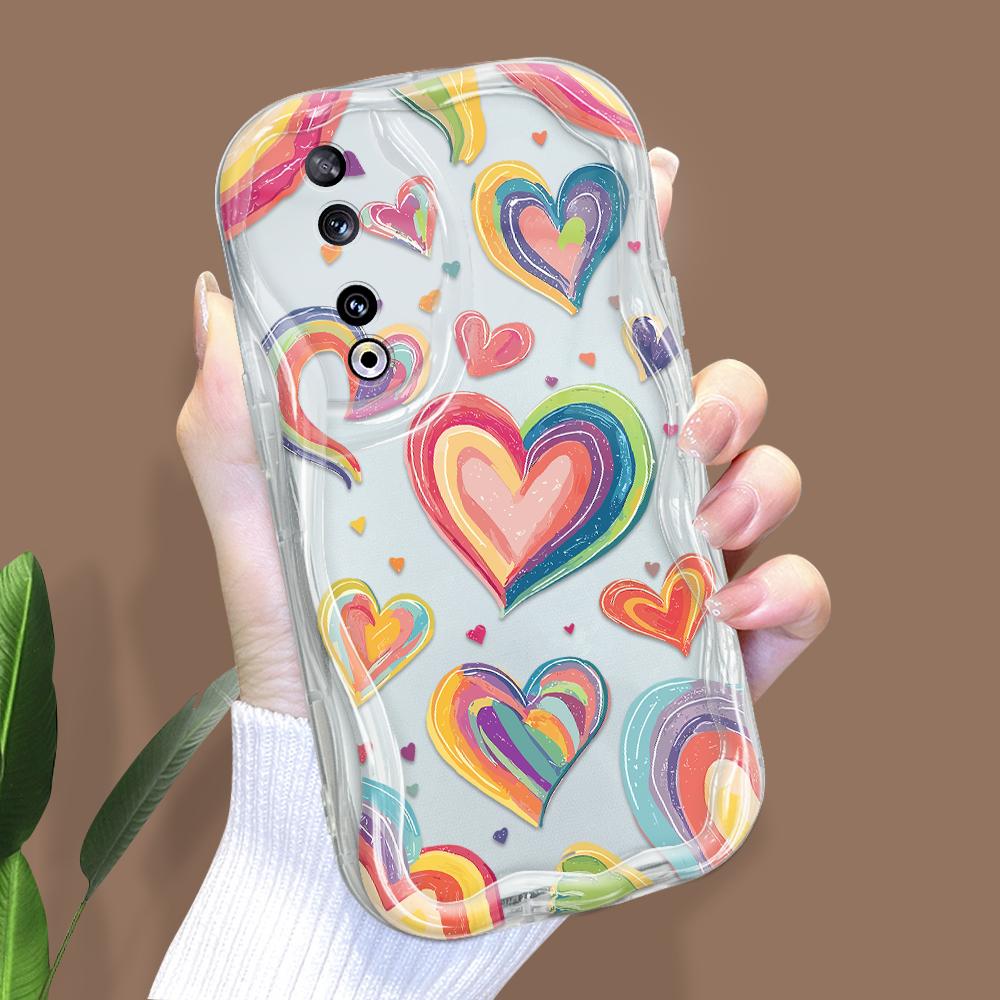 Cute Cartoon Pattern Cream Texture Casing Wavy Edge Soft Silicone Cover Phone Case for Huawei Honor Infinix Tecno iPhone