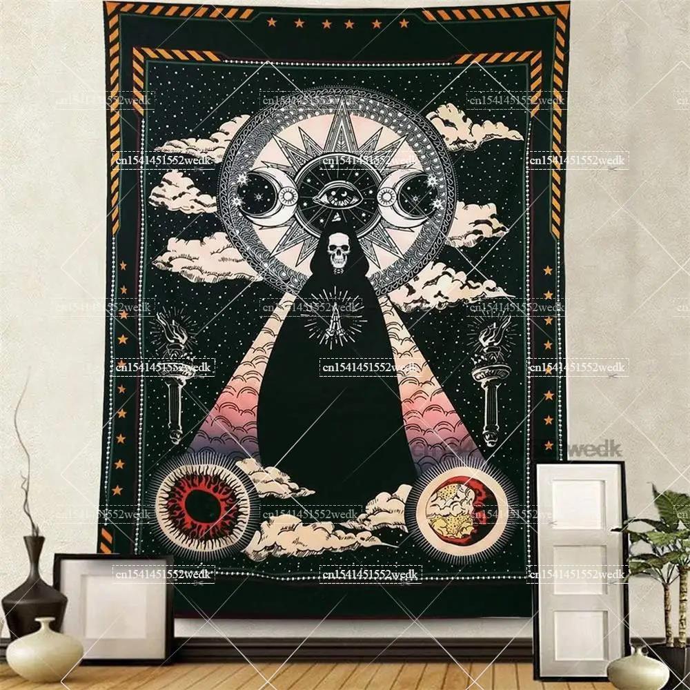 Goth Skull Tapestry Devil Satanic Tapestrys Wall Hanging Batwing Skeleton Tapestries For Bedroom Aesthetic Home Decoration