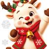 Office Glass Door Decorations 2Pcs Christmas Window Clings, Santa Claus Elk Static Decals, Clings Removable Cute Cartoon Holiday Stickers for