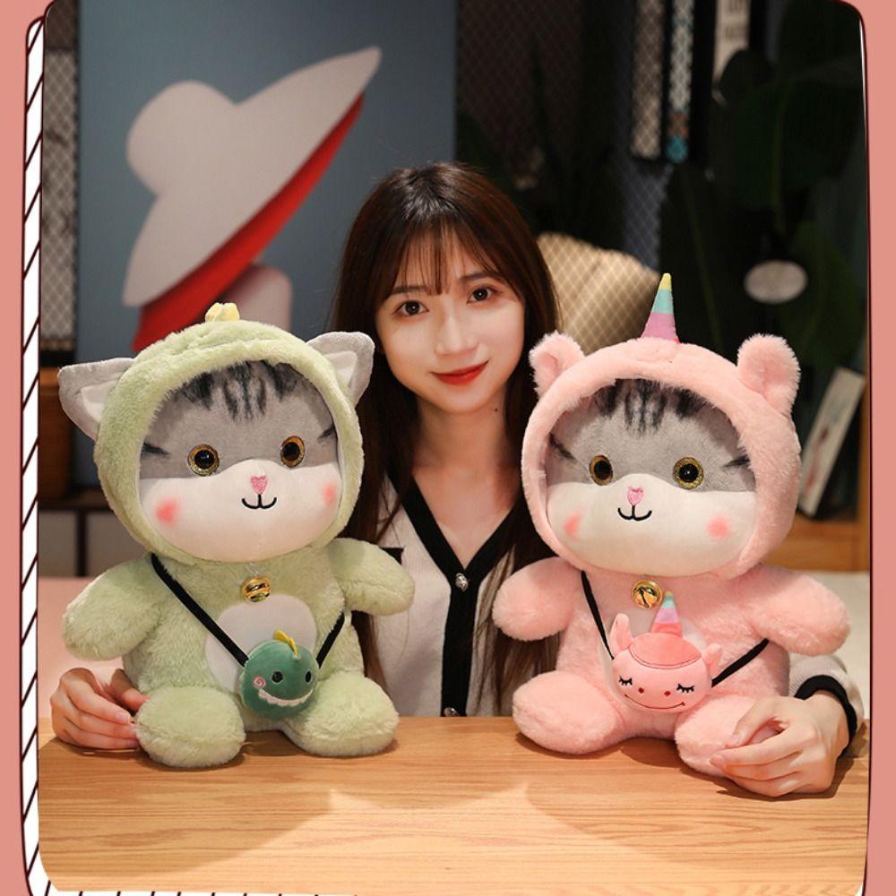 Bell Feature Stuffed Animal Toy Kawaii Design Cat Plush Toy Cartoon Cat Doll  Birthday Present