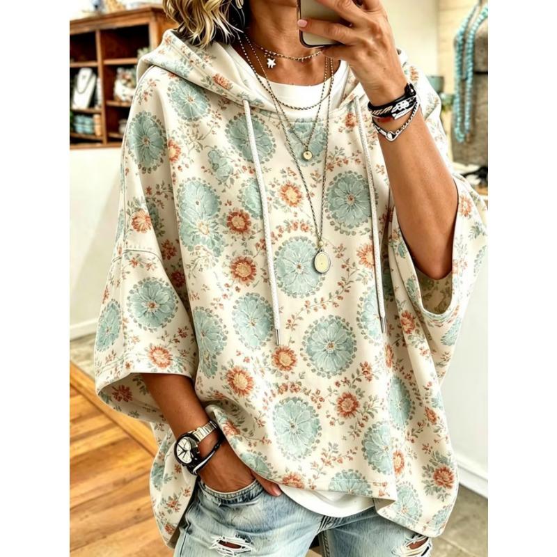 Damen Kapuzenpullover in Übergröße, Elegantes Bequemes Einfaches Muster Print, Modisch und Vielseitig
