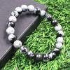 8mm Natural Snowflake Obsidian Gemstone Beads Unisex Jewelry Handmade Stretch Bracelet 7.5" Gift For Your Love Once RBB-17