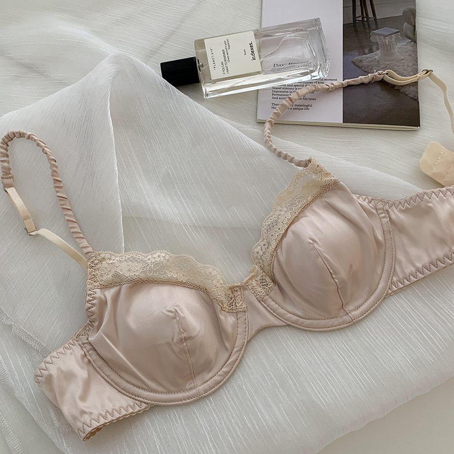 French Lace Push-Up Lingerie Set: Slimming Satin Underwire Bra for Large Busts