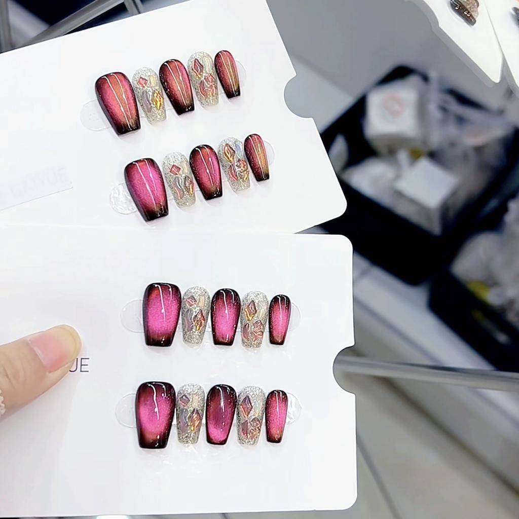 Pure Hand-made Phototherapy Wearable Nail Tablets Chameleon Wearable Nails Finished Products Reused Nail Art