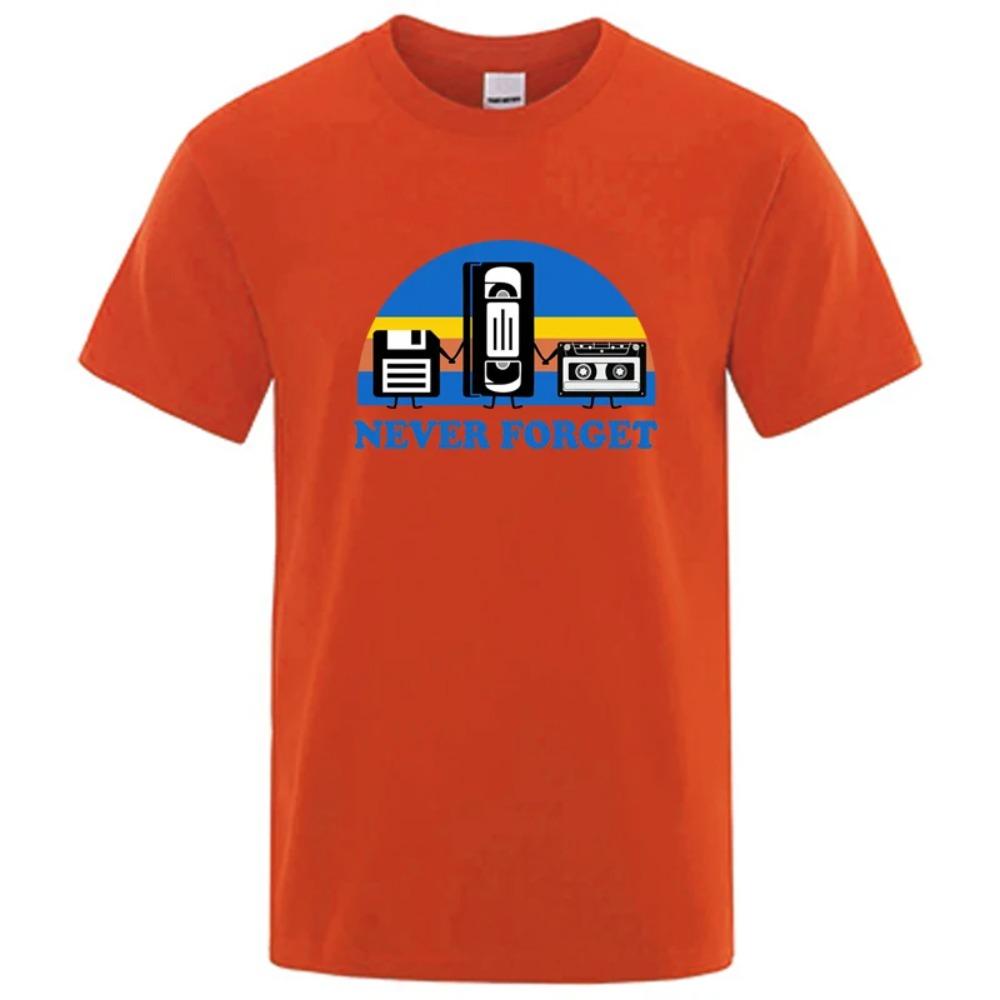 Summer Men's T-shirt Never Forget Sarcastic Graphic Music Funny Printed 100% T-Shirt Loose Male Top Casual Short Sleeve