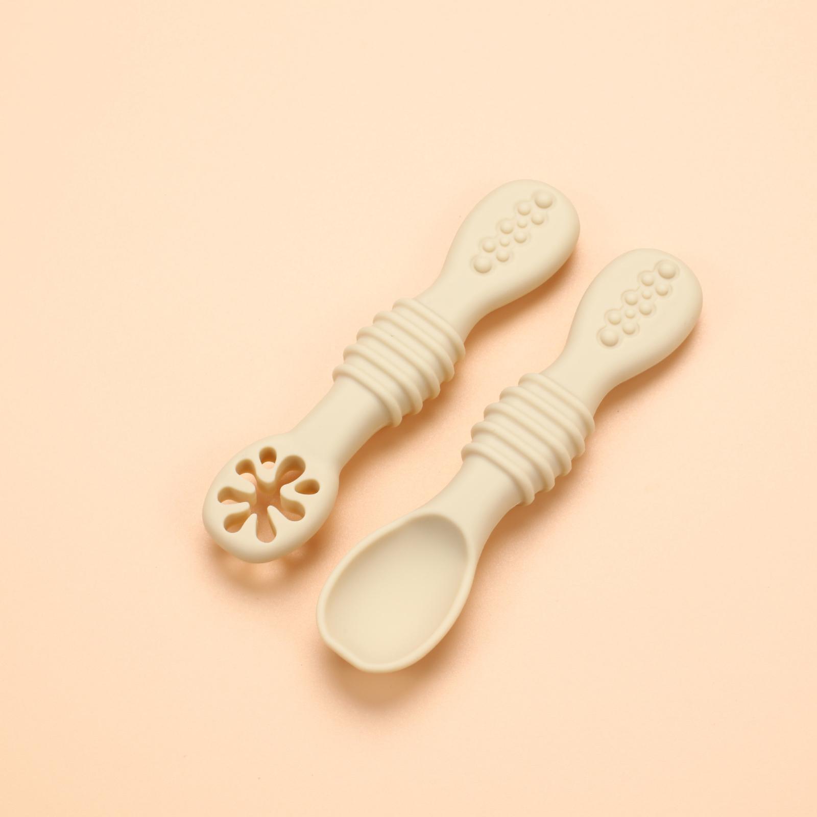 Baby Feeding Set 2-Pack Double-Headed Silicone Training Spoons for Puree and Teething, One Size белый
