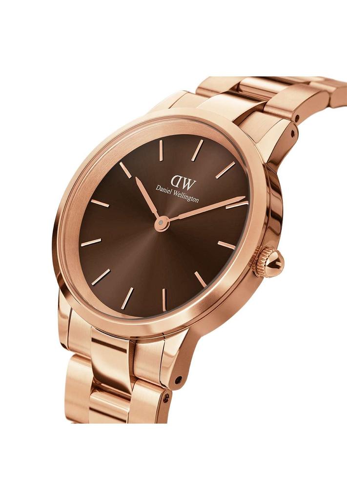 Daniel Wellington Iconic Link Armbanduhr 40mm Roségold Silber Edelstahl Gliederarmband Roségold Braun