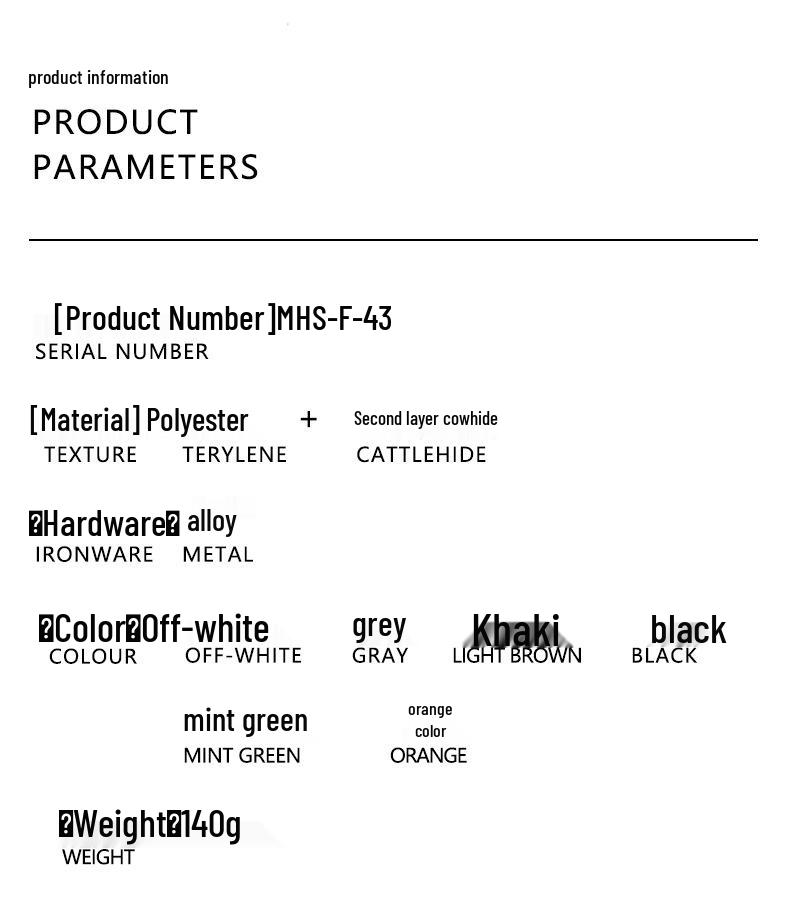 MHS-F-43 Crossbody Bag with Wide Lychee Grain Leather Strap and High-End Canvas Chain Pattern