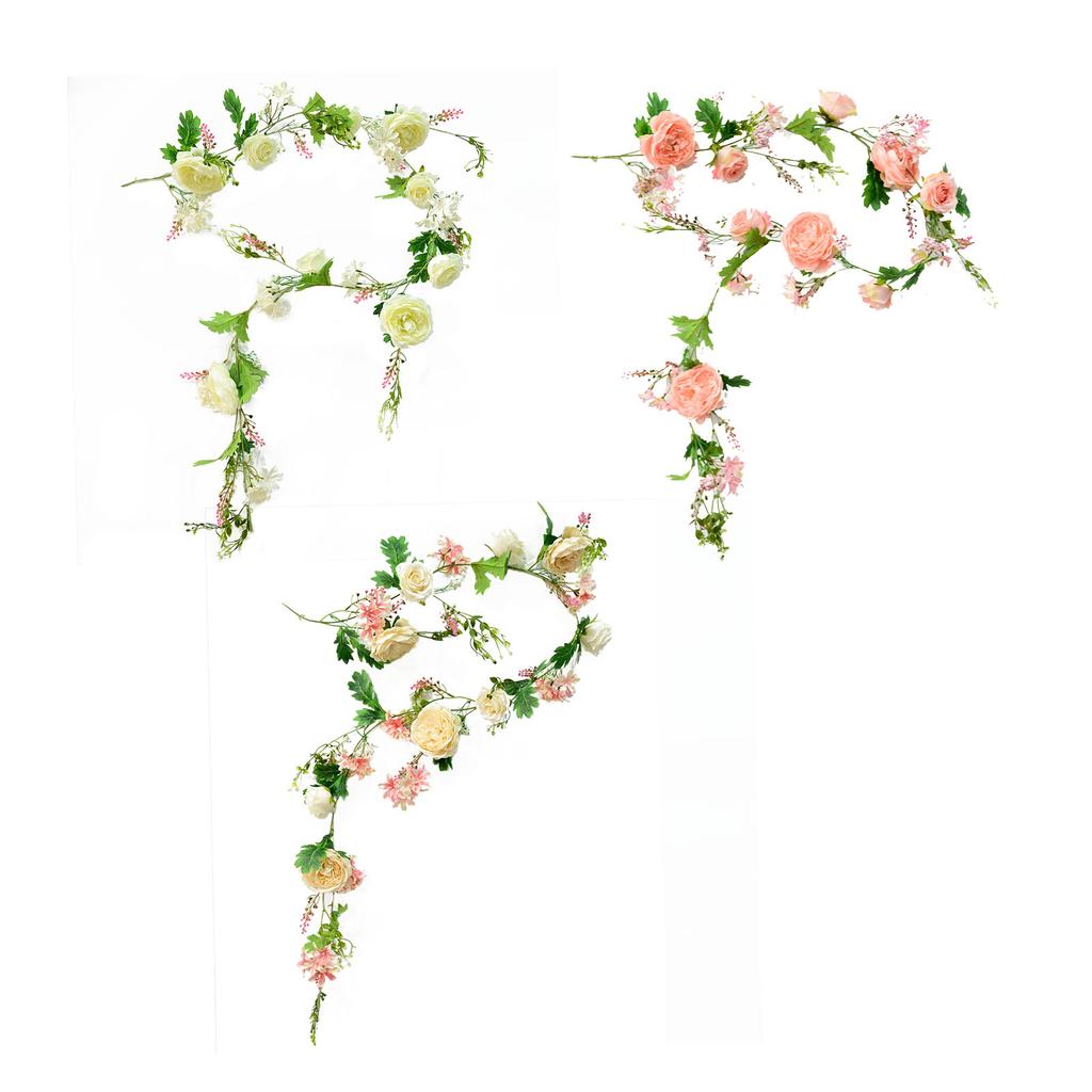 1.8m Pink Artificial Rose Vine Fake Flower Garland Wall Decor