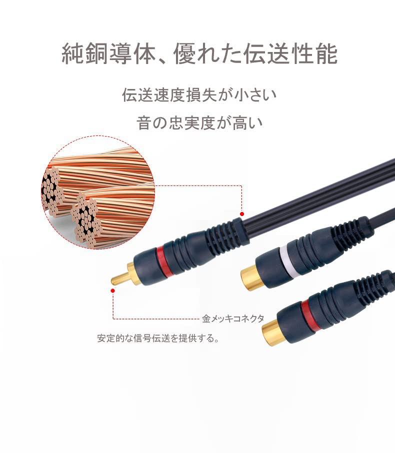 EIGHTNOO RCA Splitter 2 RCA Male to 2RCA RCA Audio RCA for Cable, Cables, 21.5cm, Female, Cable, Video, Audio, Gold-Plated Plugs, Speakers,