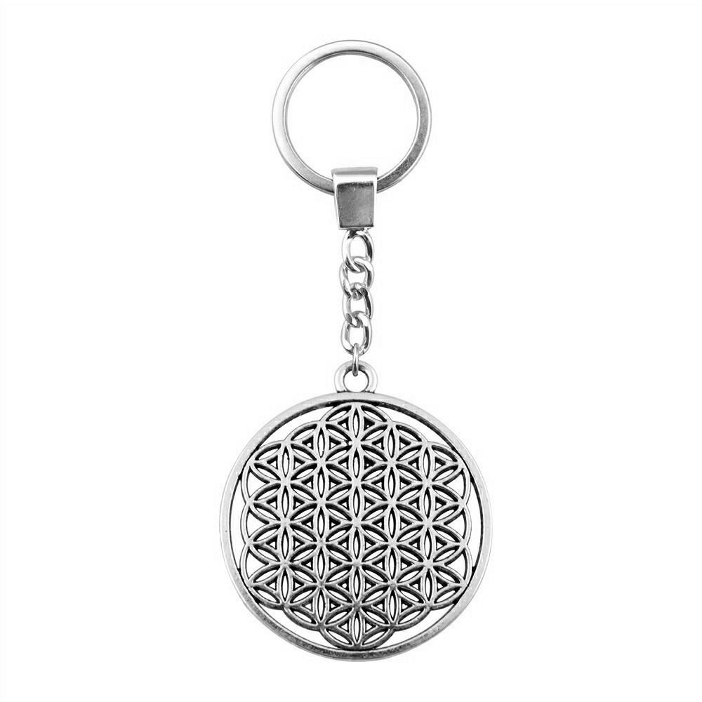The Flower Of Life Keychain Craft Jewelry Victory Symbol Key Ring 30mm