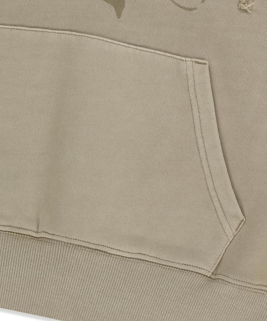 W Patch Crop Hoodie - Beige