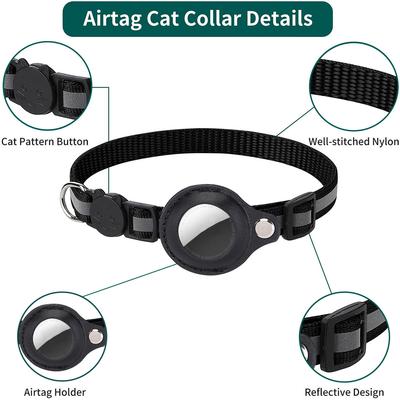 Kedi AirTag Tutucu Tasma Kopmalı Yansıtıcı Şeritler Ayarlanabilir Yavru Kedi Tasması Su Geçirmez Kedi Zili Tasması Evcil Hayvan AirTag Kılıfı