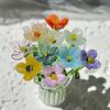 Hand Blown Mini Glass Flower Figurine Collectible Miniature Faux Crystal Flower Ornaments for Mothers Day Birthday Table Centerpiece DIY Craft