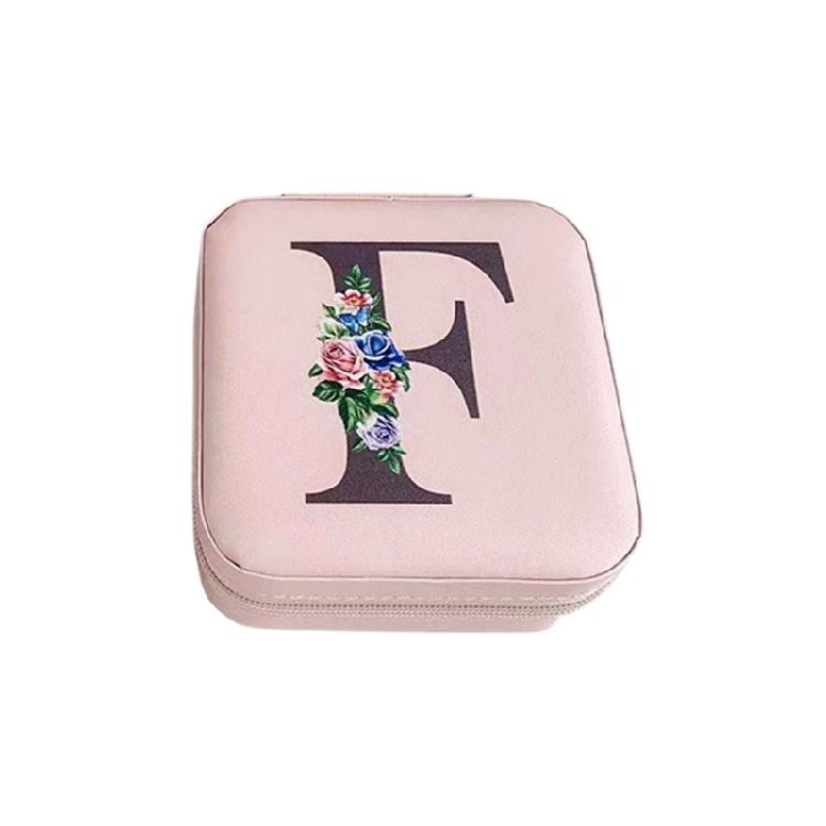 Jewelry Travel Organizers Letter Pattern Small Jewelry Container Fashion Portable Case PU Texture for Fashionable Lover