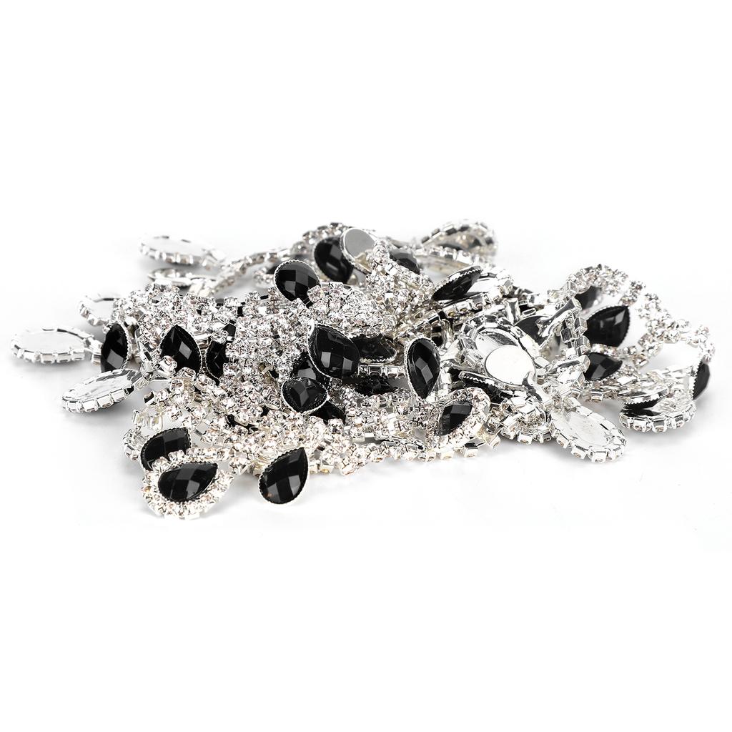 Black Rhinestone Tassel Chain Glass Drop Necklace DIY Fringe Trim Pendant Garment Decor