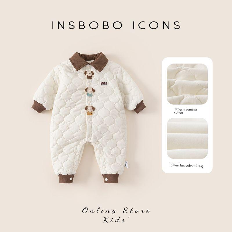 Baby Autumn and Winter Clothes 2025 Winter New Style Quilted Cotton Clothes for Baby Girls Newborn Clothes for Baby Boys Crawling Clothes Winter Rice White 66